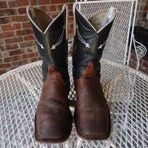 Anderson Bean Two-Tone Leather Cowboy Boots - Brown and Green